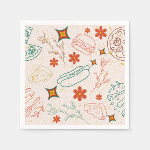 Retro Floral Fast Food Muster Serviette