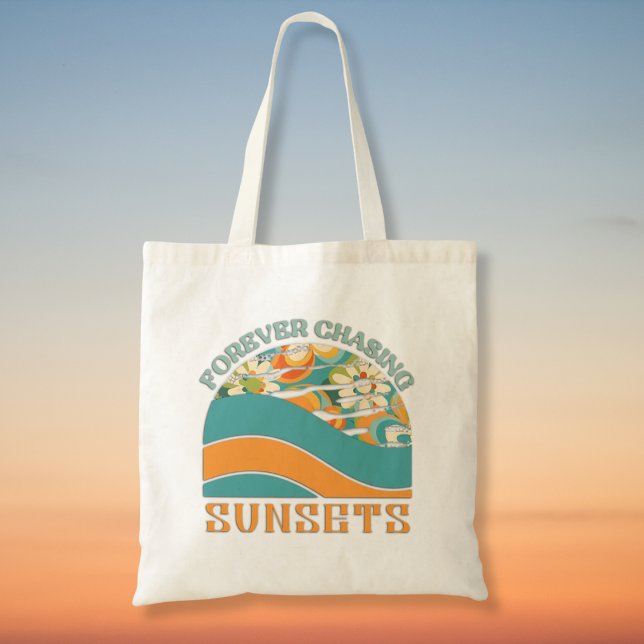 Retro Floral Forever Jagen Sunsets Tragetasche (Von Creator hochgeladen)