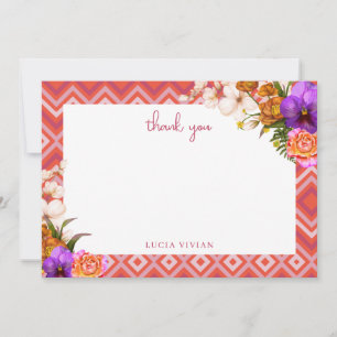 Retro Floral Fuchsia Brautparty Dankeskarte