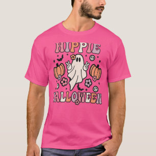 Retro Floral Ghost Groovy Hippie Halloween 60er 70 T-Shirt