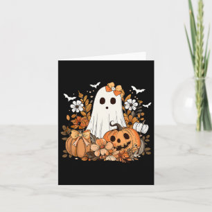 Retro Floral Ghost Niedlich Pumpkin HerbstHallowee Karte