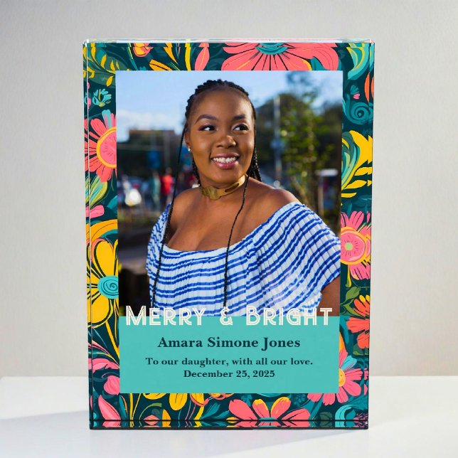 Retro Floral Gifts for African American Daughter Fotoblock (Retro Floral Gifts for African American Daughter Photo Block)