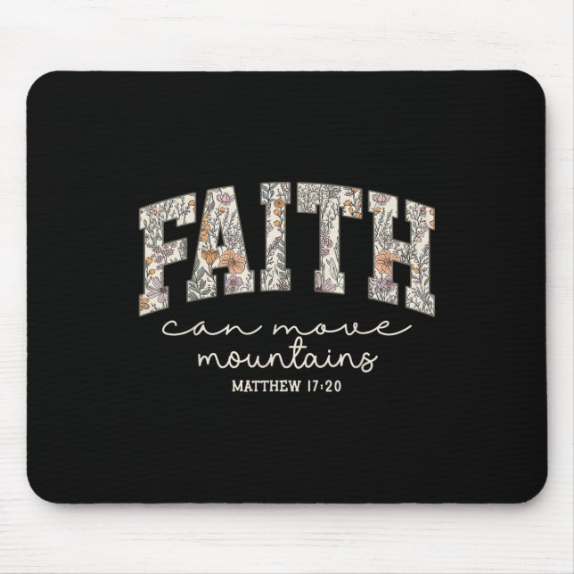 Retro Floral Glaube kann Berge versetzen Religiös  Mousepad (Vorne)