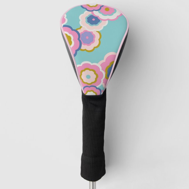 Retro Floral Golf Head Cover Golf Headcover (Vorderseite)