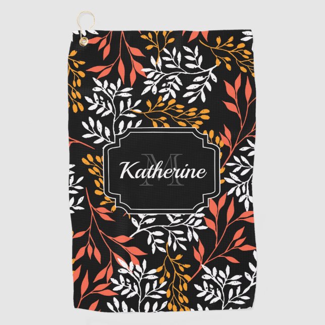 Retro Floral Golfhandtuch (Vorderseite)