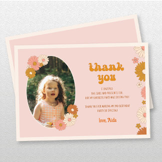 Retro Floral Groovy 2. Geburtstag Dankeschön Karte
