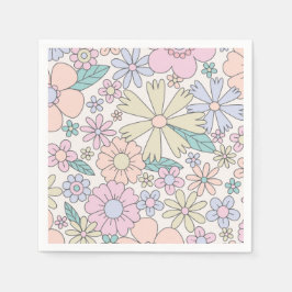 Retro Floral groovy Birthday Serviette