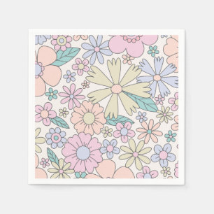 Retro Floral groovy Birthday Serviette