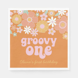 Retro Floral Groovy Ein Geburtstag Napkins Serviette
