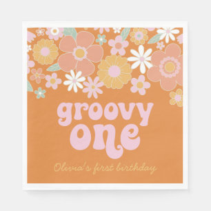 Retro Floral Groovy Ein Geburtstag Napkins Serviette