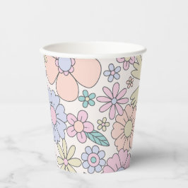 Retro Floral Groovy Geburtstagspapier Cups Pappbecher