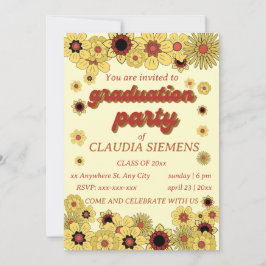 Retro Floral Groovy Graduation Feiertagskarte