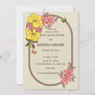 Retro Floral Groovy Graduation Feiertagskarte
