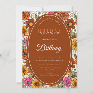 Retro Floral Groovy Hippie Daisy 70er Brautparty Save The Date