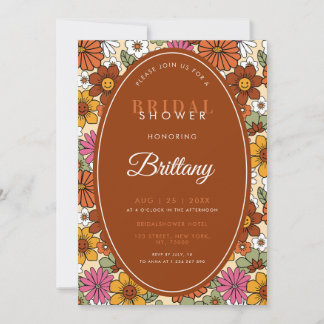 Retro Floral Groovy Hippie Daisy 70er Brautparty Save The Date