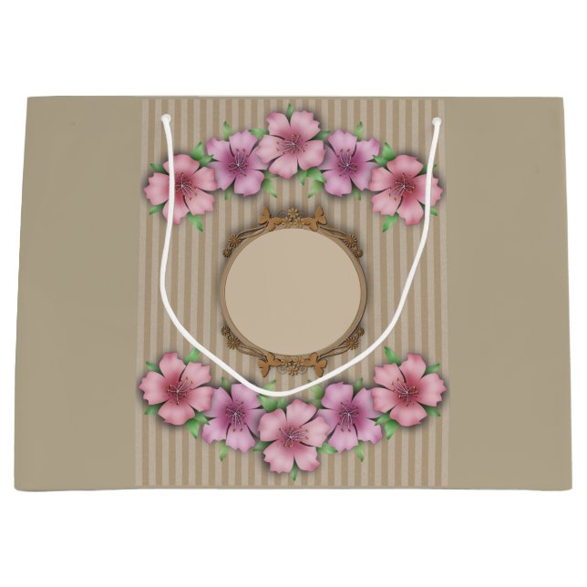 Retro, floral große geschenktüte (Vorderseite)