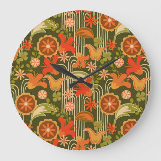 Retro floral - große wanduhr