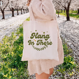 Retro Floral 'Hang in There' Positive Tragetasche