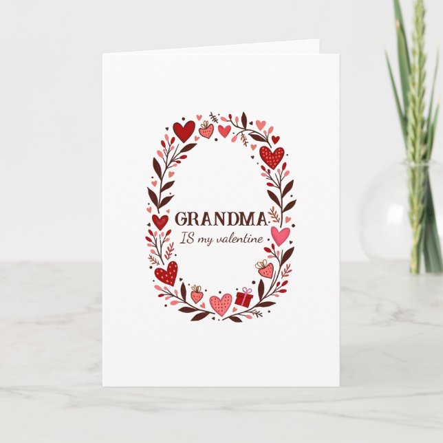 Retro Floral Heart Valentine Custom Grandma Mom Karte (Vorderseite)
