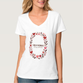 Retro Floral Heart Valentine Custom Grandma Mom T-Shirt