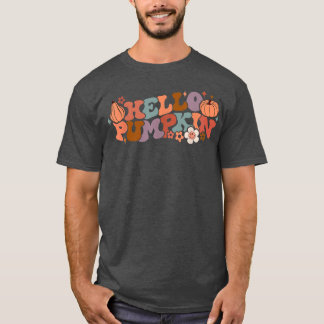 Retro Floral Hello Pumpkin Fall Harvest Pumpkin Se T-Shirt