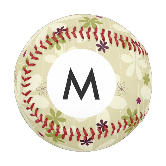 Retro Floral Hintergrund Baseball (Vorderseite Links)