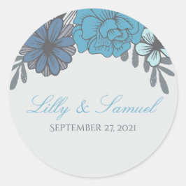Retro Floral, Hochzeitskleber Runder Aufkleber