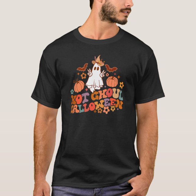Retro Floral Hot Ghoul Halloween Ghost Pumpkin Spo T-Shirt (Vorderseite)
