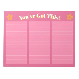 Retro Floral Hot Pink & Orange Notizblock