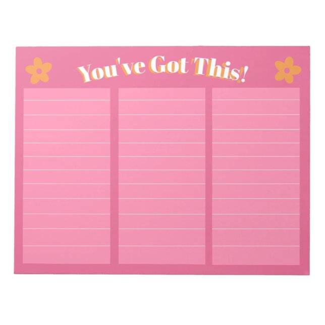 Retro Floral Hot Pink & Orange Notizblock (Vorderseite)