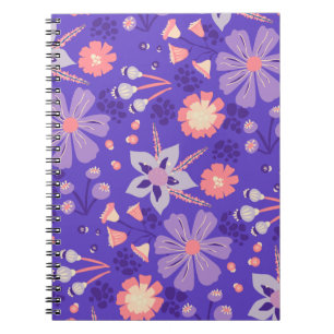 Retro Floral Journal Dreamy Lila Pink Notebook Notizblock