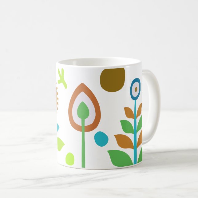 Retro Floral Kaffeetasse (VorderseiteRechts)