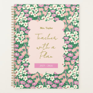 Retro Floral Lehrer mit Plan Personalisiert Planer