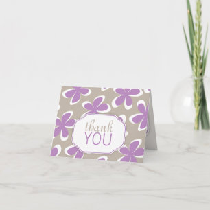 Retro Floral Lila & Khaki custom Danke Karten