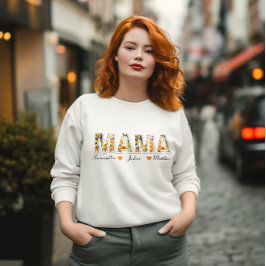 Retro Floral "MAMA" Sweatshirt mit Kindernamen