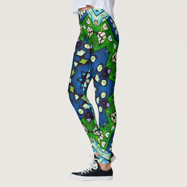 Retro Floral Mandala Mosaic Boho Leggings (Links)