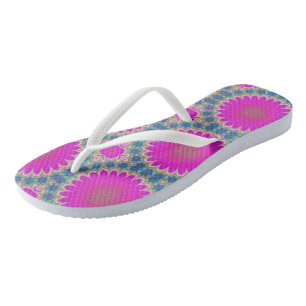 Retro Floral Mandala Psychedelic Blume Flip Flops