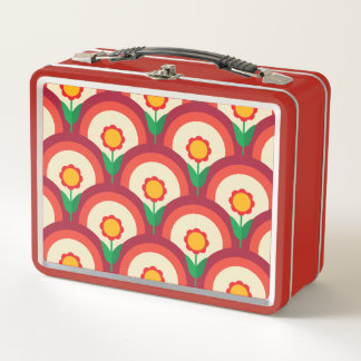 Retro Floral Metal Lunchbox