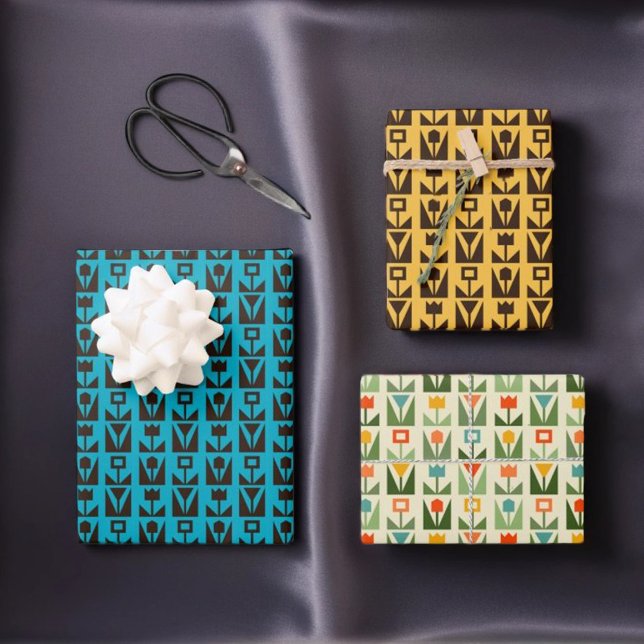 Retro Floral Modernist Wrapping Paper Set Geschenkpapier Set (Von Creator hochgeladen)