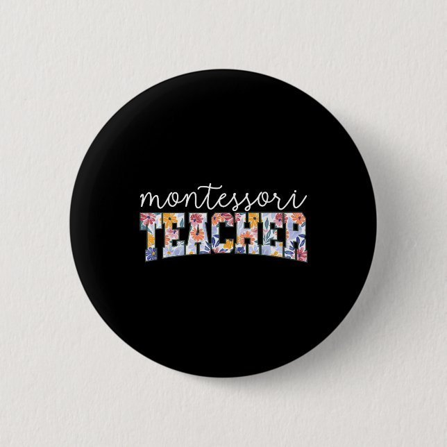 Retro Floral Montessori Teacher Instructor Educato Button (Vorderseite)
