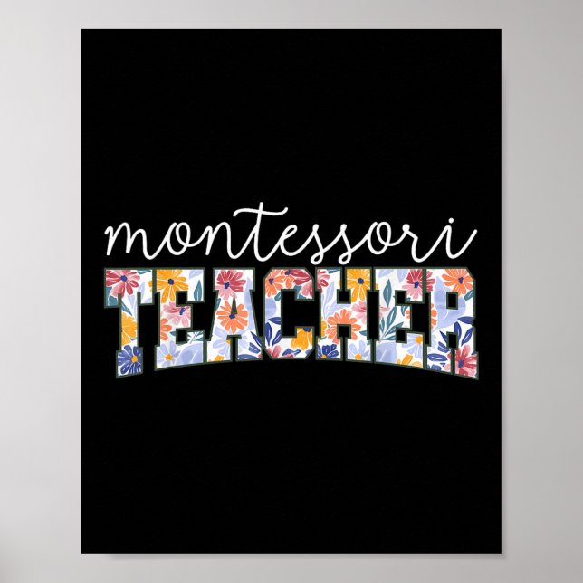 Retro Floral Montessori Teacher Instructor Educato Poster (Vorne)