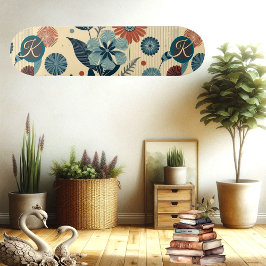 Retro Floral Motif Vintage Pattern Monogram Trendy Skateboard