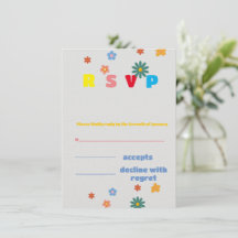 Retro Floral Multicolor Hochzeitskarte