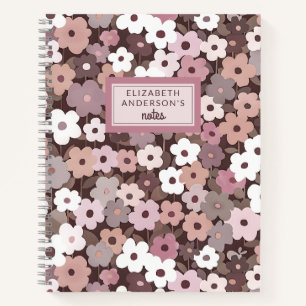 Retro Floral Muster Monogramm Notizbuch