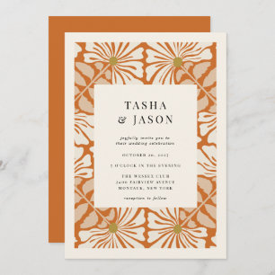 Retro floral Muster Rahmen Hochzeitseinladung Einladung