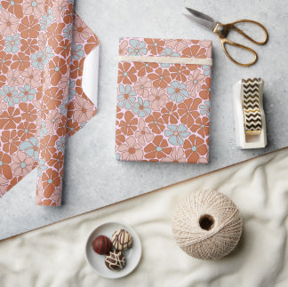 Retro Floral Nahtloses Muster Geschenkpapier