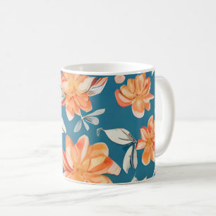 Retro Floral Nahtloses Muster Kaffeetasse