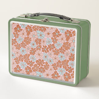 Retro Floral Nahtloses Muster Metall Brotdose