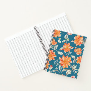 Retro Floral Nahtloses Muster Notizbuch