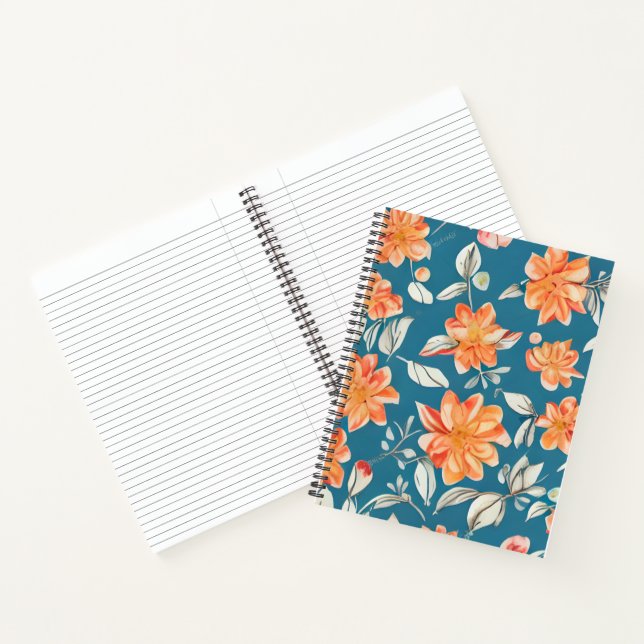 Retro Floral Nahtloses Muster Notizbuch (Innenseite)